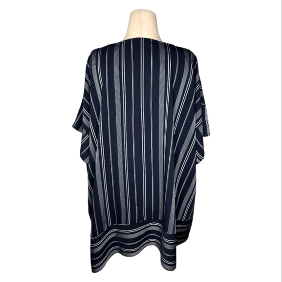 Lane Bryant Plus 28 Navy White Stripe Dolman Sleeve Asymmetric Hem Tunic Top - Picture 6 of 7